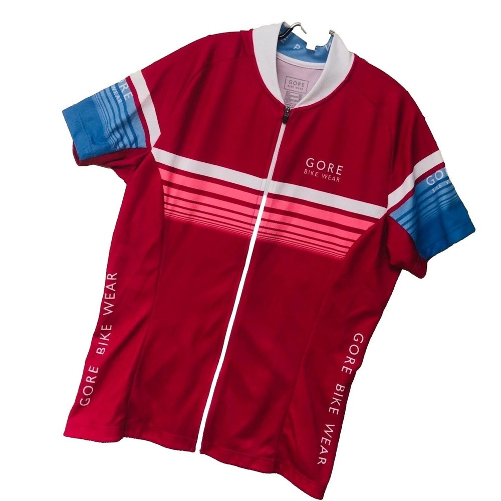 Gore Bike Wear‎ Unixex Cycling Zip Jersey Mens Women's Red Wt Blu Performance M